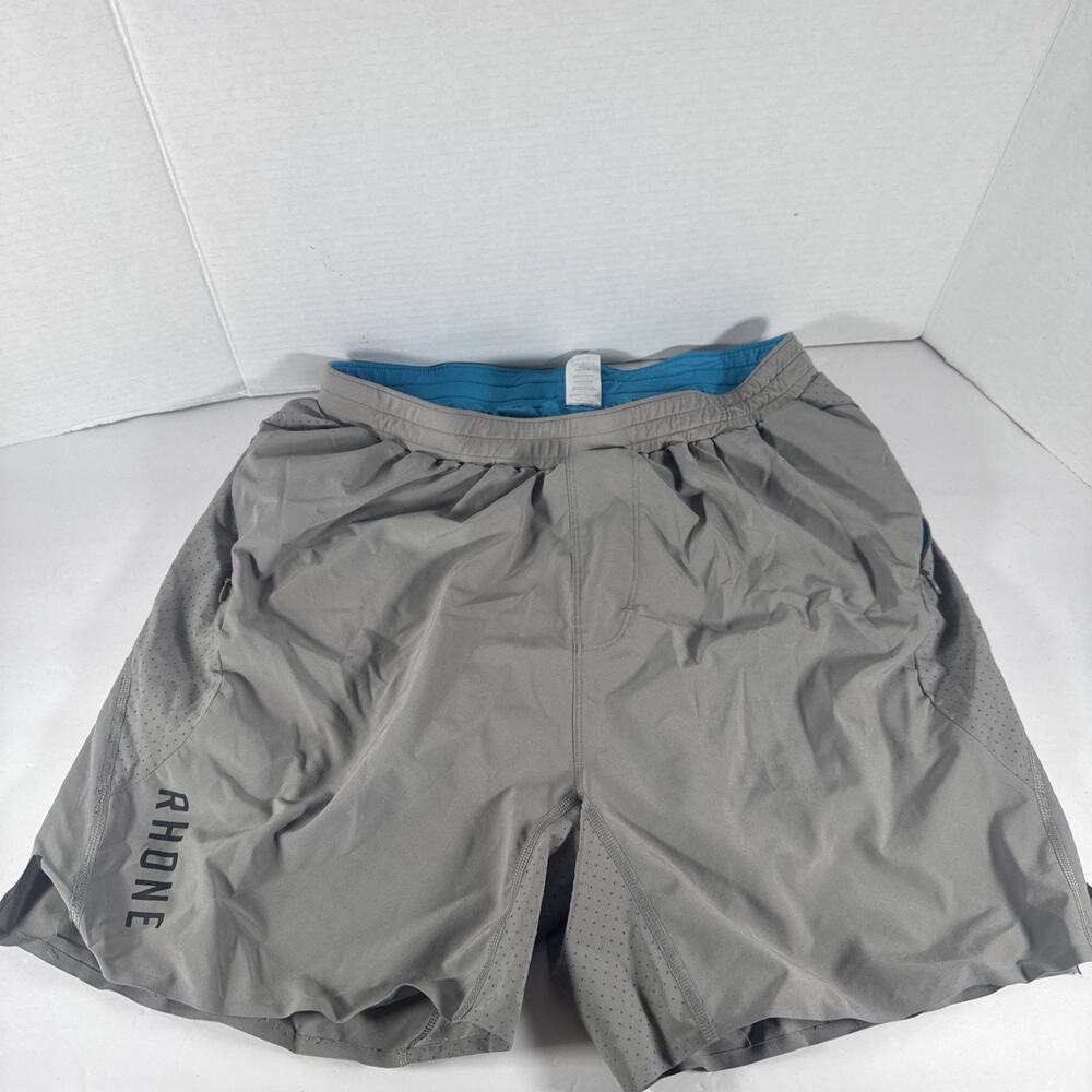 Rhone Shorts Mens L Grey Heathered Lined 5" Stretch Running Training Athletic